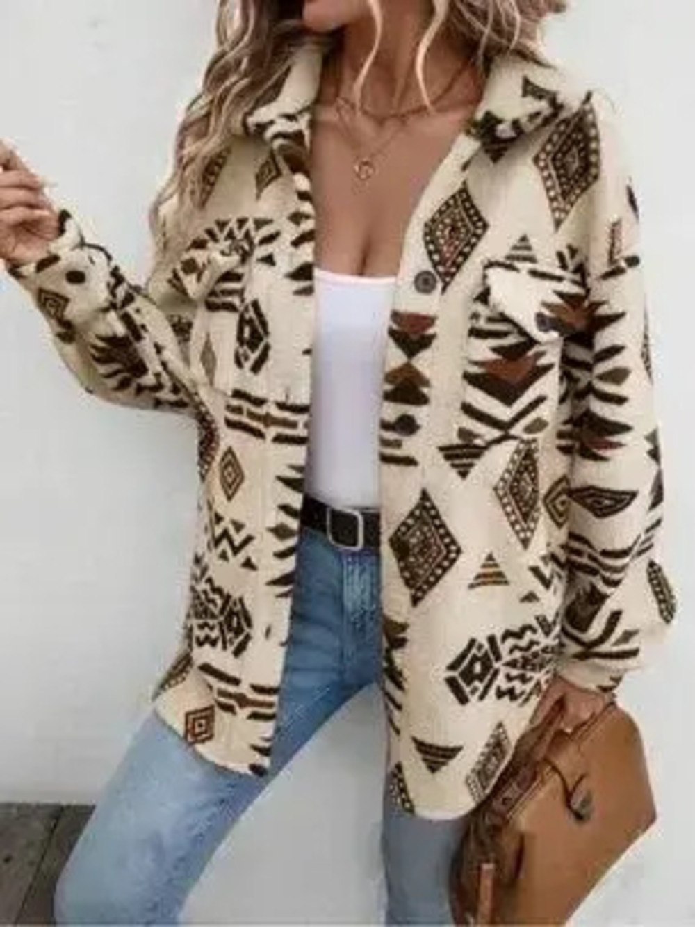 ZARA Geometric Button Up Drop Shoulder Jacket - Picture 1 of 4